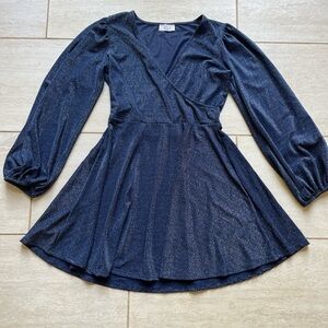 Sage the Label Sparkly Blue Long Sleeve Dress size M